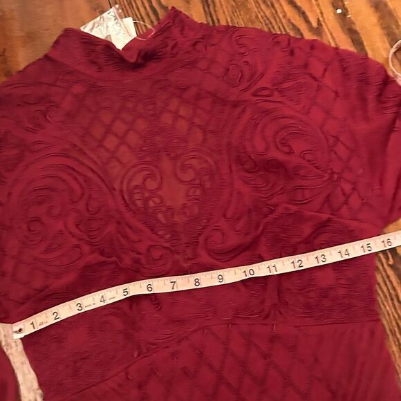 Anthropologie - Wine-Colored Anthropologie Lace Mini Dress by Not So size 6 - Picture 7 of 8